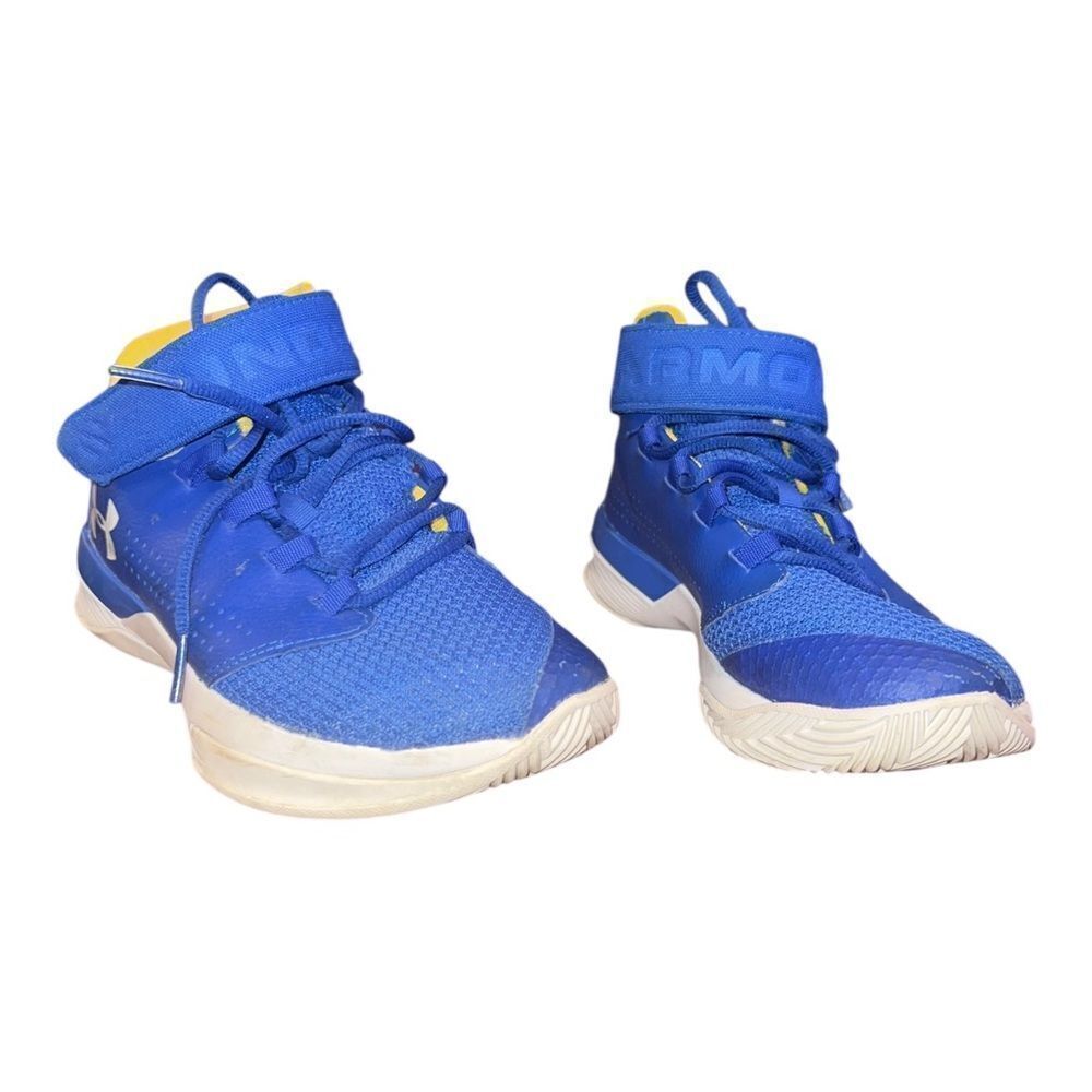 Under Armour Boys' Pre School Get B Zee Basketball Shoes Blue Yellow 3.5M EUC
